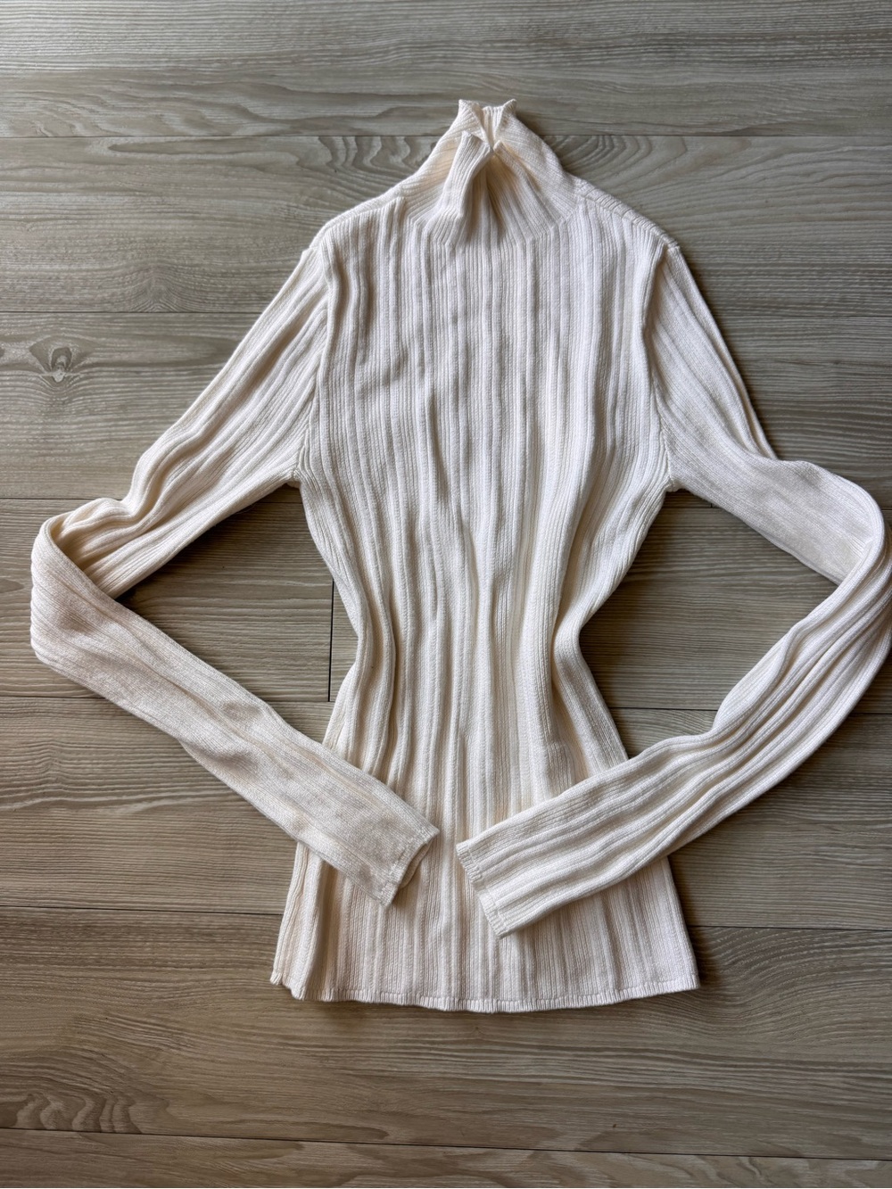 Abercrombie & Fitch Off White Thin Ribbed Turtleneck Sweater